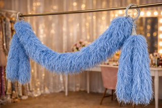 Luxury ostrich feather boa grand ensemble displayed with upper and lower boa system, crystal connectors, designed for professional stage performance