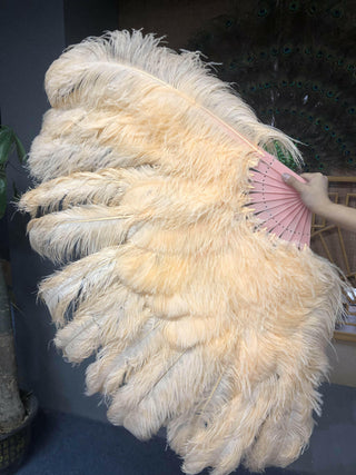 apricot XL 2 layers Ostrich Feather Fan 34"x 60"