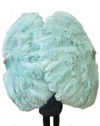 Aqua Triple layers ostrich Feather Fan 35"x 63"