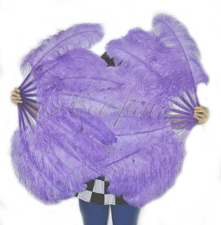 A pair aqua violet Single layer Feather fan 24"x 41"