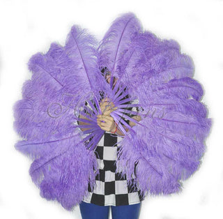 A pair aqua violet Single layer Feather fan 24"x 41"