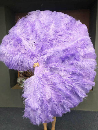 aqua violet XL 2 layers Ostrich Feather Fan 34"x 60"