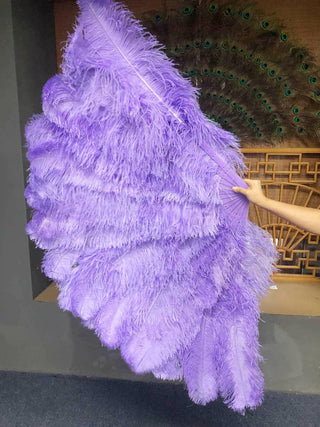 aqua violet XL Éventail en Plumes d'Autruche 2 épaisseurs 34"x 60"