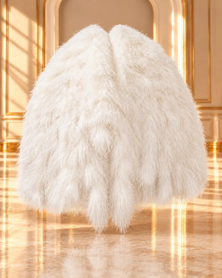 White 8 Ply Waterfall Boa Fan Styled Product Image in Solid White Ostrich Feather