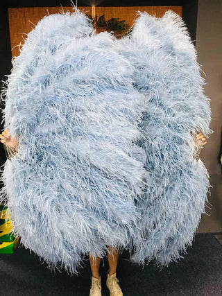 baby blue 4 layers ostrich Feather Fan 35"x 67"