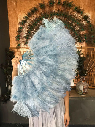 baby blue Marabou Ostrich Feather fan 21"x 38"