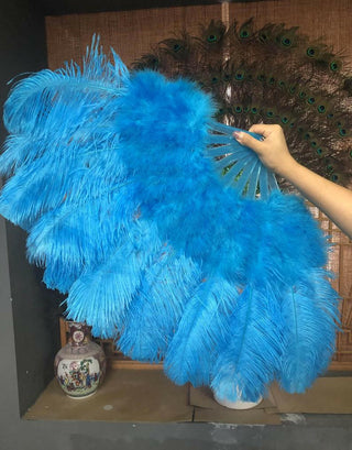 Turquoise Marabou Ostrich Feather fan 21"x 38"