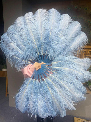 A pair baby blue Single layer Feather fan 24"x 41"