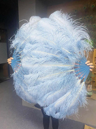 A pair baby blue Single layer Feather fan 24"x 41"