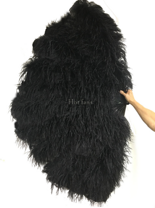 black 4 layers ostrich Feather Fan 35"x 67"