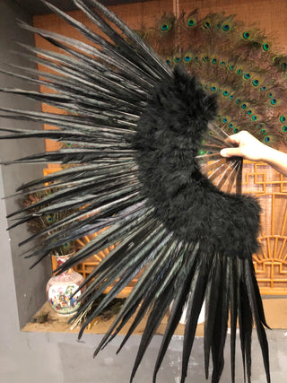 Black Marabou & Pheasant Feather Fan