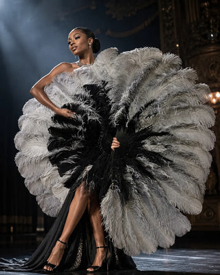 Layered Mix Color 3 Layers Ostrich Feather Fan 34" x 65" | Professional Look