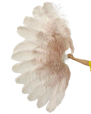 Mix wood & blush XL 2 Layer Ostrich Feather Fan 34''x 60''