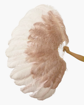 Mix wood & blush XL 2 Layer Ostrich Feather Fan 34''x 60''