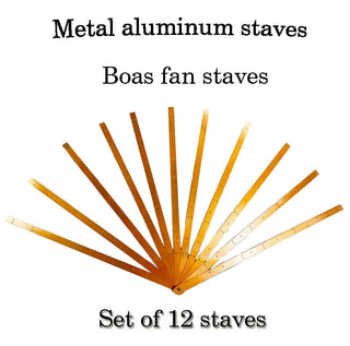Bâtons de ventilateur cascade boa de 62 cm, ensemble de 12 bâtons en métal et aluminium et kit d'assemblage de matériel