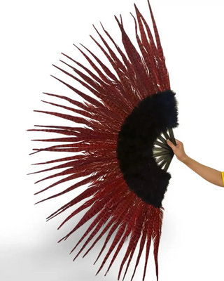 Red / black  Marabou & Pheasant Feather Fan