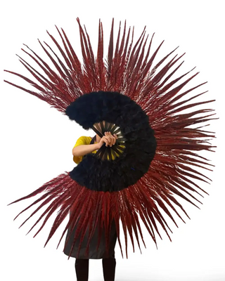 Red / black  Marabou & Pheasant Feather Fan