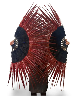 Red / black  Marabou & Pheasant Feather Fan
