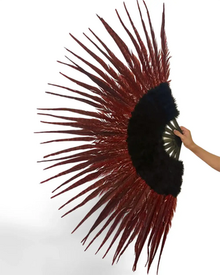 Red / black  Marabou & Pheasant Feather Fan
