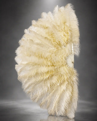 Luxury 3 Layers Ostrich Feather Fan 14 Staves 35" x 70" | 180° Professional Look