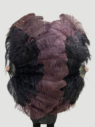 Mix black & coffee XL 2 Layer Ostrich Feather Fan 34''x 60''