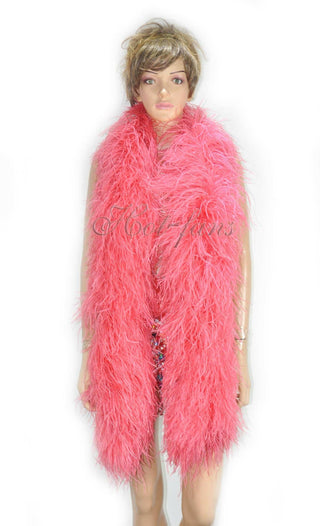 coral red Luxury Ostrich Feather Boa 12 ply
