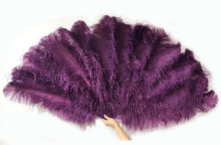 Dark purple  4 layers ostrich Feather Fan 35"x 67"