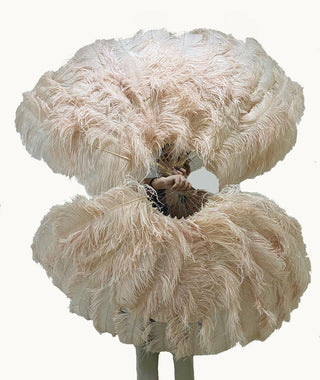 Desert sand XL 2 layers Ostrich Feather Fan 34"x 60"