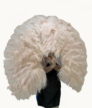 Desert sand XL 2 layers Ostrich Feather Fan 34"x 60"