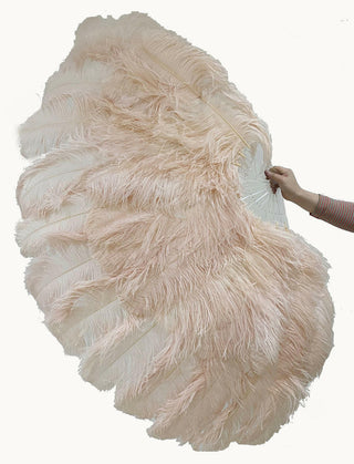 Desert sand XL 2 layers Ostrich Feather Fan 34"x 60"