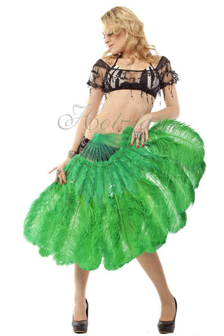 emerald green 2 layers Ostrich Feather Fan 30"x 54"