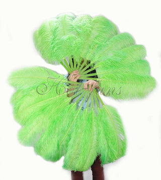 A pair Lime green Single layer Feather fan 24"x 41"