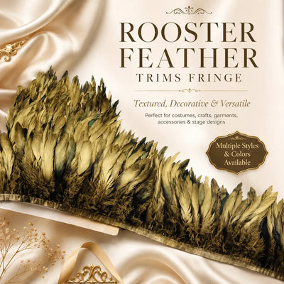 Rooster feather trims fringe for costumes, garments, accessories, and handmade projects
