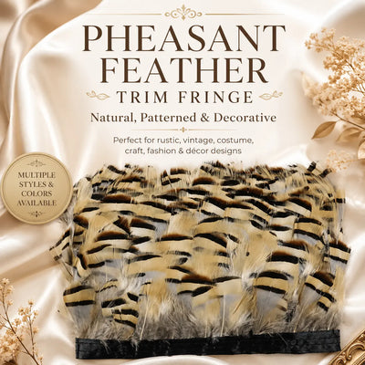 Pheasant feather trim fringe for rustic, vintage, costume, craft, and decor designs