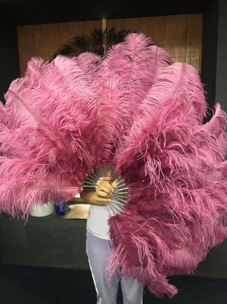 Fuchsia 2 layers Ostrich Feather Fan 30"x 54"