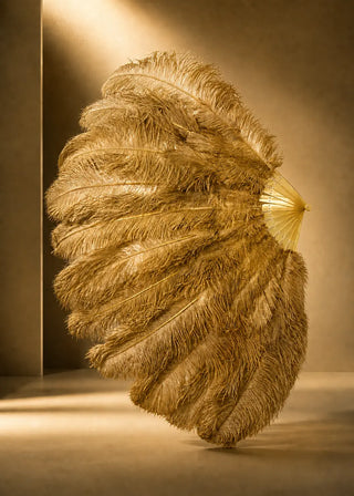 XL 2 Layers Ostrich Feather Fan 12 Staves 34" x 60" | Advanced Stage Look