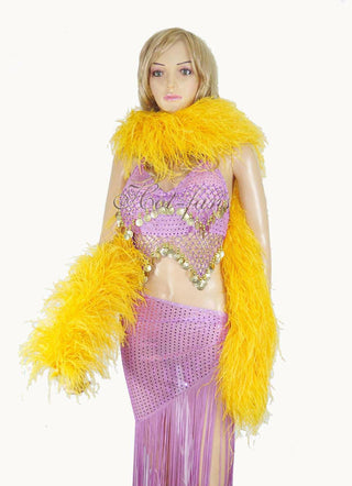 gold yellow Luxury Ostrich Feather Boa 12 ply