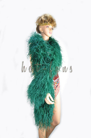 forest green Luxury Ostrich Feather Boa 12 ply