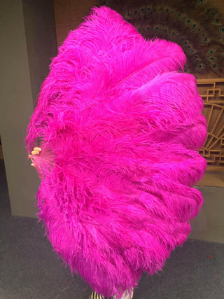 Hot pink Triple layers ostrich Feather Fan 35"x 63"