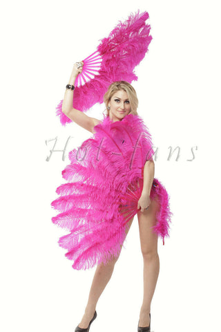 Hot pink  Single layer Feather fan 25"x 45"