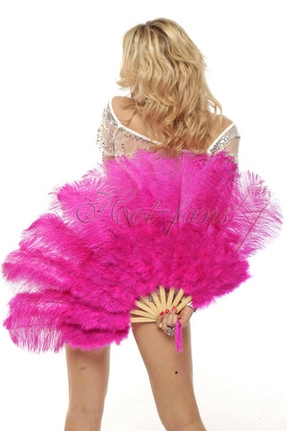 Hot pink Marabou Ostrich Feather fan 21"x 38"