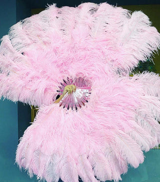 Light pink XL 2 layers Ostrich Feather Fan 34"x 60"