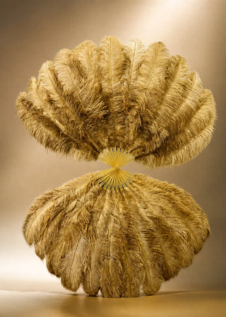 XL 2 Layers Ostrich Feather Fan 12 Staves 34" x 60" | Advanced Stage Look