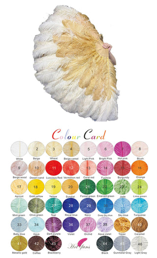 Mélange de couleurs Triple couches Éventail de plumes d'autruche 35 "x 63" haut / bas