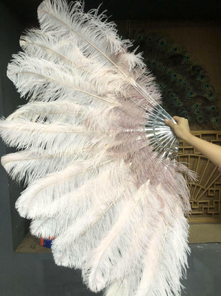 Mix wood & blush XL 2 Layer Ostrich Feather Fan 34''x 60''