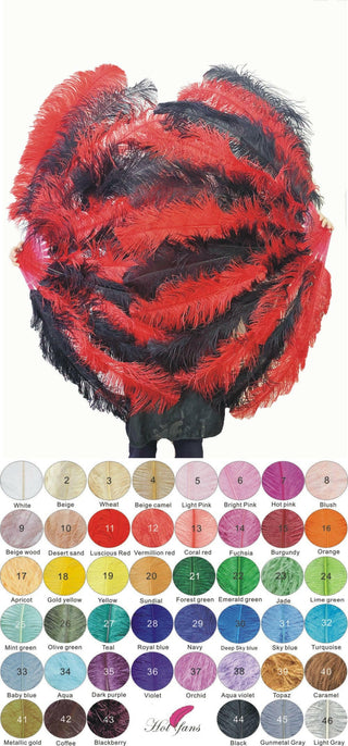 Mélange personnalisé Couleur alternée XL 2 épaisseurs Éventail plumes d'autruche 34''x 60''