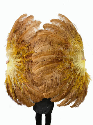 MIX COLOR 180 DEGREE FULL OPEN TRIPLE OSTRICH FEATHER FAN 35"x 70"