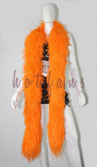Boa de luxe en plumes d'autruche orange 12 plis