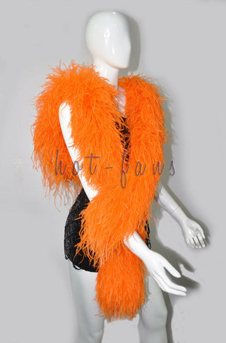 Boa de luxe en plumes d'autruche orange 12 plis