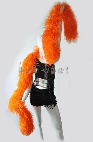 Boa de luxe en plumes d'autruche orange 12 plis